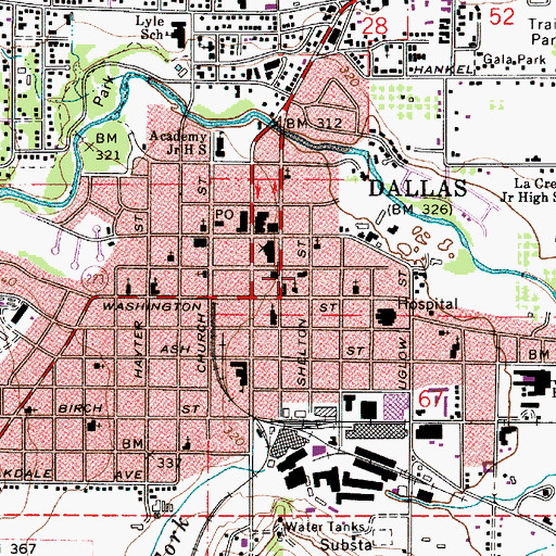 Topographic Map of Dallas Fire Department, OR
