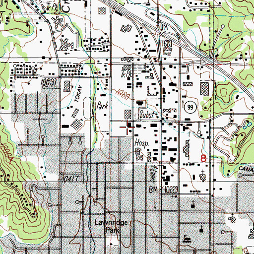 Topographic Map of Grants Pass Fire and Rescue Operations Division Station 1 Headquarters, OR