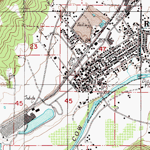 Topographic Map of Riddle Volunteer Fire Department, OR