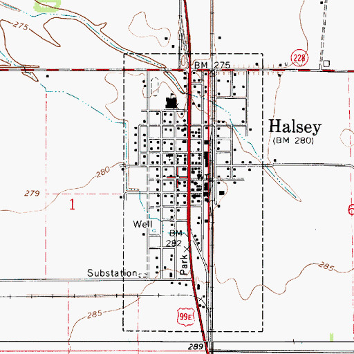 Topographic Map of Halsey - Shedd Rural Fire Protection District Station 51, OR