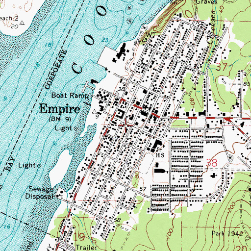 Topographic Map of Coos Bay Fire Department Empire Station, OR
