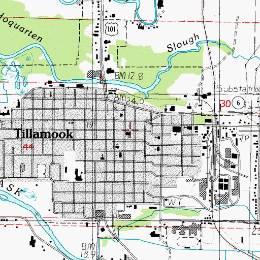 Topographic Map of Tillamook Fire District Station 71, OR