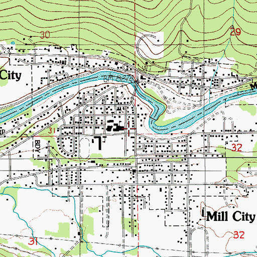 Topographic Map of Mill City Fire Department, OR