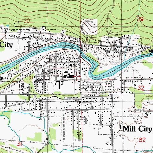 Topographic Map of Mill City Fire Department, OR