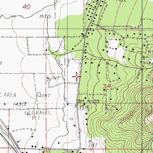 Topographic Map of Applegate Valley Rural Fire Protection District 9 Station 3 Headquarters, OR