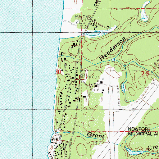 Topographic Map of Newport Fire Department Station 10, OR