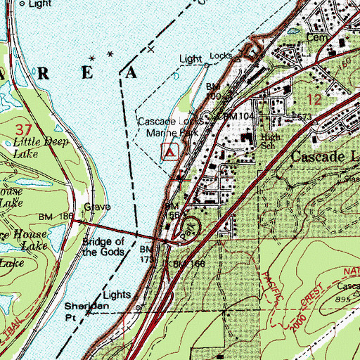 Topographic Map of Cascade Locks Fire and Emergency Medical Services, OR