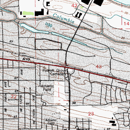 Topographic Map of Portland Fire and Rescue Station 2 Parkrose, OR