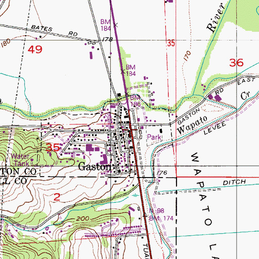 Topographic Map of Gaston Rural Fire Protection District, OR