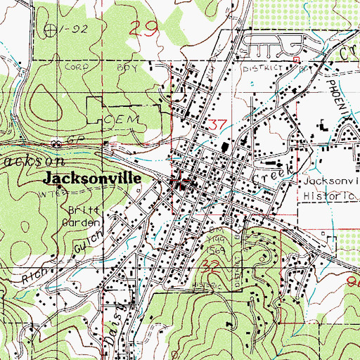 Topographic Map of Jacksonville Fire Department, OR