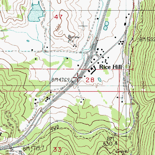 Topographic Map of North Douglas County Fire and Emergency Medical Services Station 3, OR