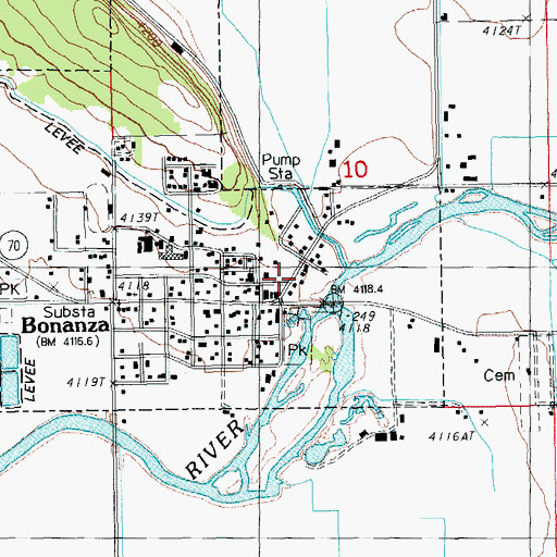 Topographic Map of Bonanza Rural Fire Protection District, OR