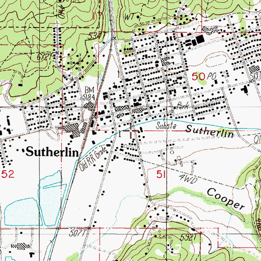 Topographic Map of Sutherlin Fire Department, OR