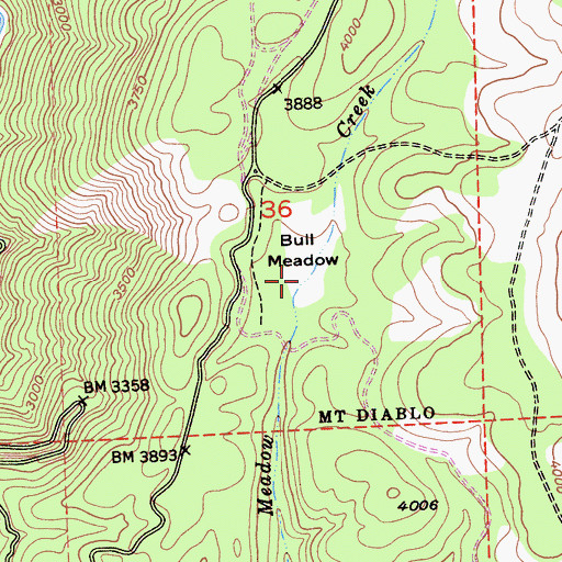 Topographic Map of Bull Meadow, CA