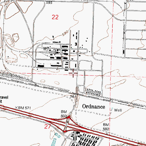 Topographic Map of Umatilla Chemical Depot Fire Department, OR