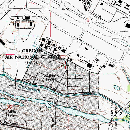 Topographic Map of Oregon Air National Guard Base Fire and Rescue Portland, OR
