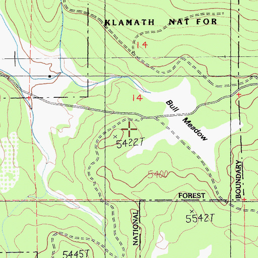 Topographic Map of Bull Meadow, CA