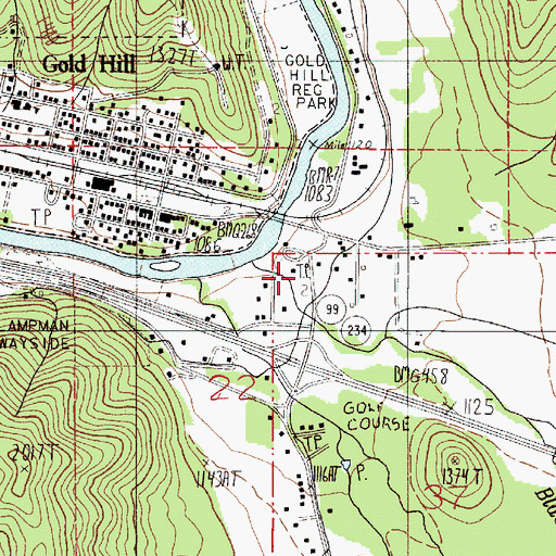 Topographic Map of Jackson County Fire District 3 Gold Hill Station, OR