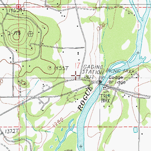 Topographic Map of Jackson County Fire District 3 Dodge Bridge Station, OR