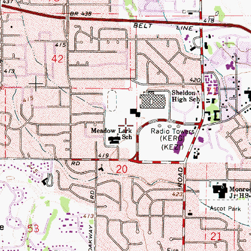 Topographic Map of Eugene Fire Station 6 Sheldon Station, OR