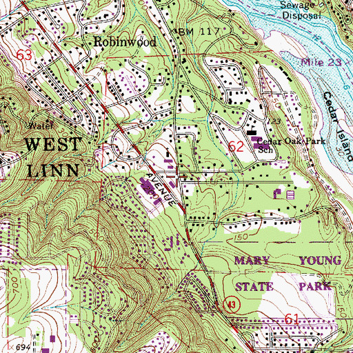 Topographic Map of Tualatin Valley Fire and Rescue Station 23 Robinhood, OR