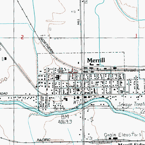 Topographic Map of Merrill Rural Fire Protection District, OR