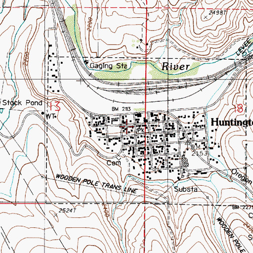 Topographic Map of Huntington Volunteer Fire Department, OR