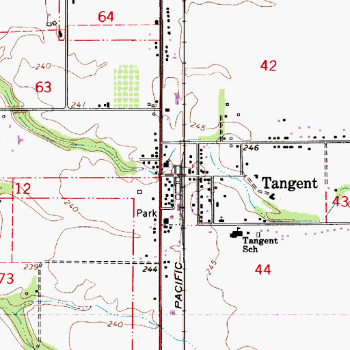 Topographic Map of Tangent Rural Fire Department, OR