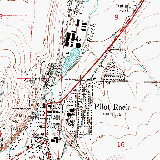 Topographic Map of Pilot Rock Rural Fire Protection District 7, OR
