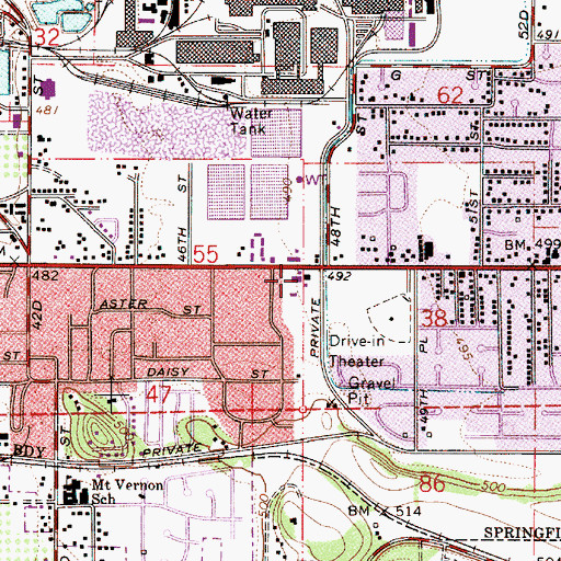 Topographic Map of Springfield Fire Department Station 14, OR