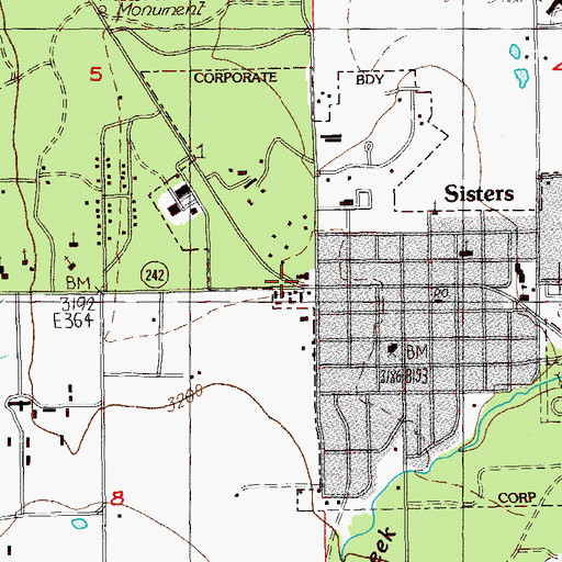Topographic Map of United States Forest Service Sisters Ranger District, OR