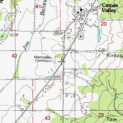 Topographic Map of Camas Valley Fire Department Station 2, OR