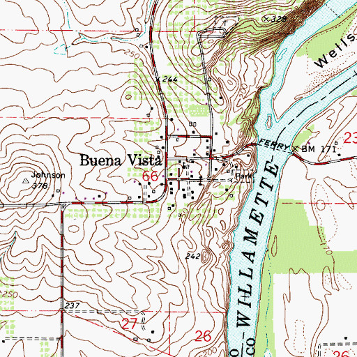 Topographic Map of Polk County Fire District 1 Station 40 Buena Vista, OR