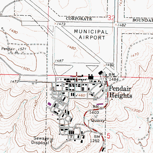 Topographic Map of Pendleton City Fire and Ambulance Station 3 Airport, OR