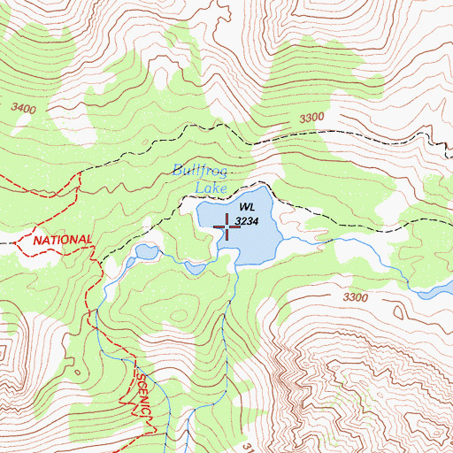 Topographic Map of Bullfrog Lake, CA
