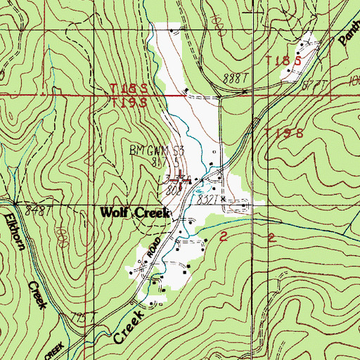 Topographic Map of Lane County Fire District 1 Station 18 - 2, OR