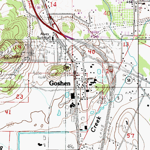 Topographic Map of Goshen Rural Fire Protection District, OR