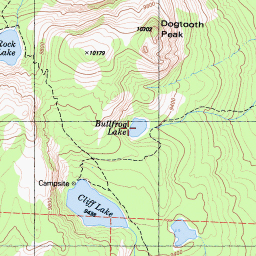 Topographic Map of Bullfrog Lake, CA