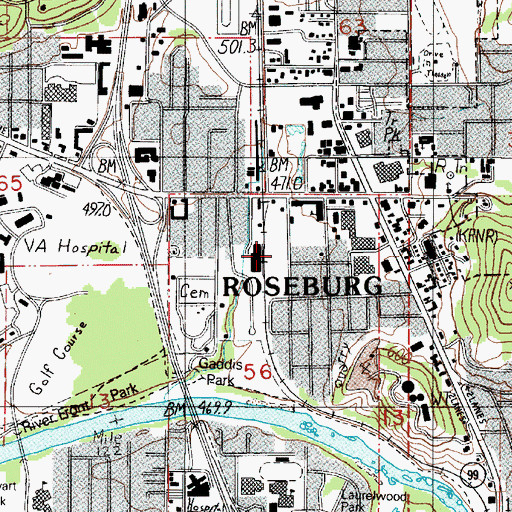 Topographic Map of Douglas County Fire District 2 Headquarters, OR