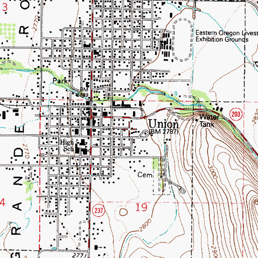 Topographic Map of Union City Fire Department, OR