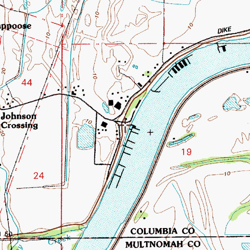 Topographic Map of Scappoose Rural Fire Protection District Marina, OR