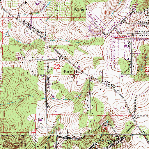 Topographic Map of Tualatin Valley Fire and Rescue Station 358 Rosemont (historical), OR
