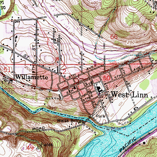 Topographic Map of Tualatin Valley Fire and Rescue Station 59 Willamette, OR