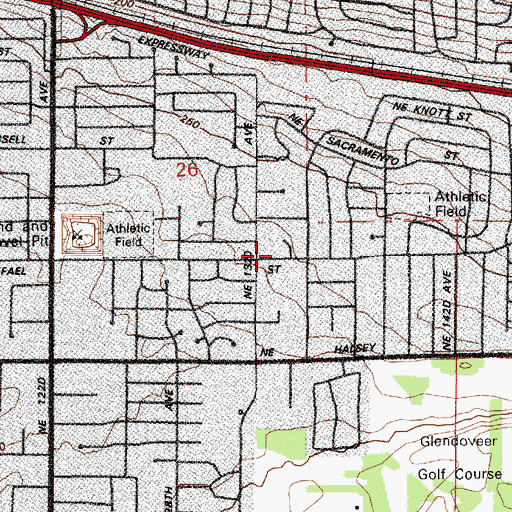 Topographic Map of Portland Fire and Rescue Station 30 Gateway, OR