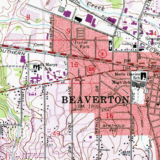 Topographic Map of Tualatin Valley Fire and Rescue Station 67 Farmington Road, OR