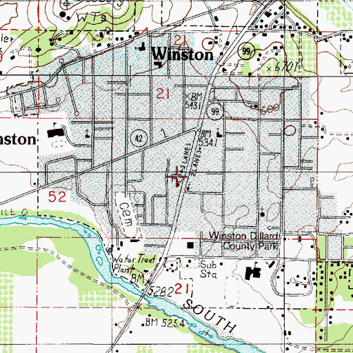 Topographic Map of Winston Dillard Rural Fire Protection District, OR