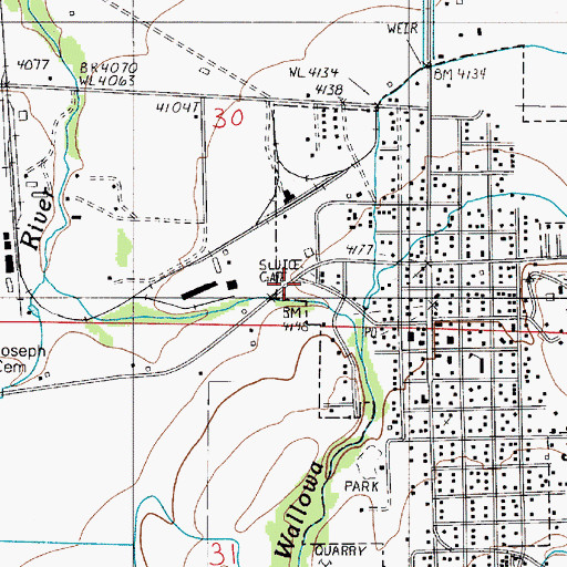 Topographic Map of Joseph Fire Department, OR