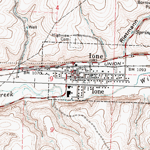 Topographic Map of Ione Rural Fire Protection District, OR