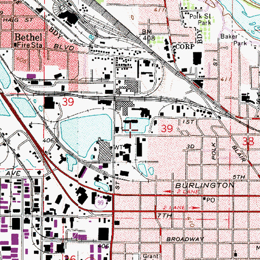 Topographic Map of Eugene Fire Station 2 Whiteaker Station, OR