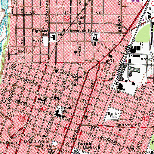 Topographic Map of Salem Fire Department Station 2, OR